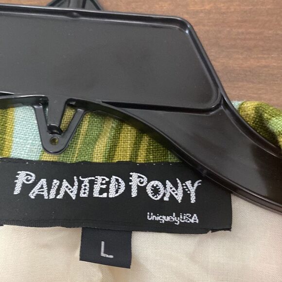 207) Painted Pony Women’s Sz L Floral Linen Jacket* - Picture 2 of 6